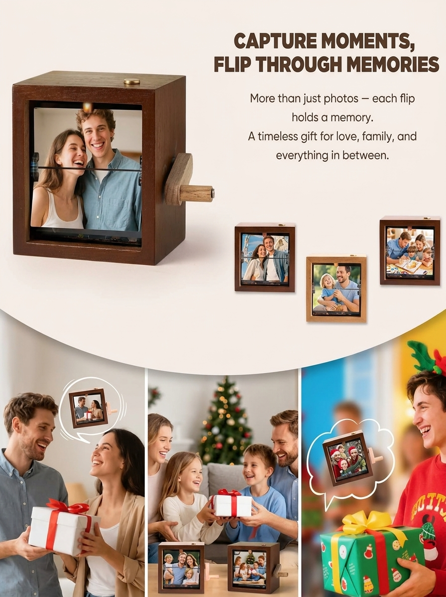 ersonalized Wooden Photo Flipbook Box | Custom Birthday & Anniversary Gift